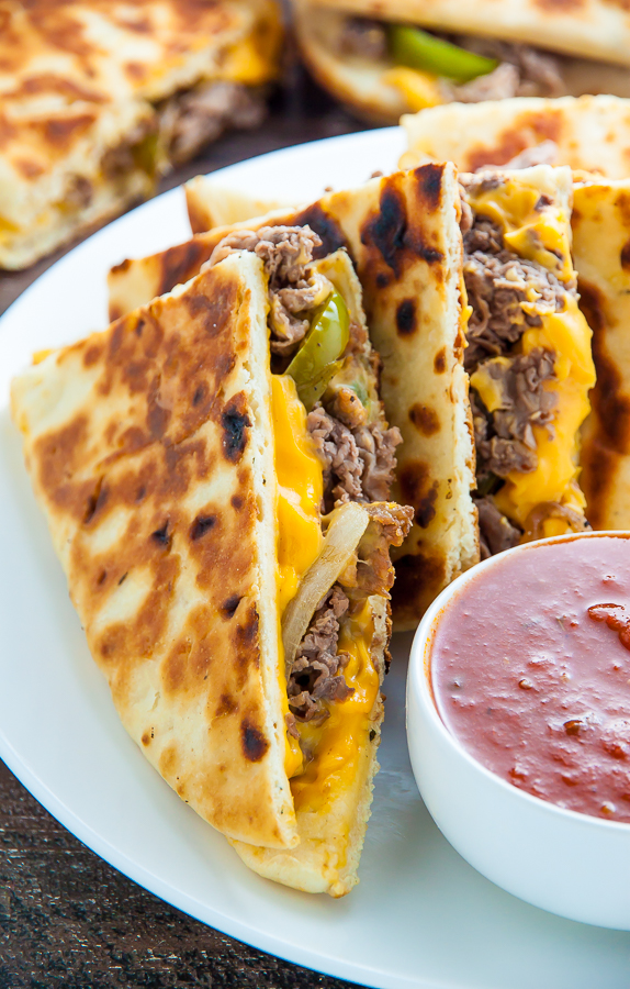 Loaded Philly Cheesesteak Quesadillas - Baker by Nature