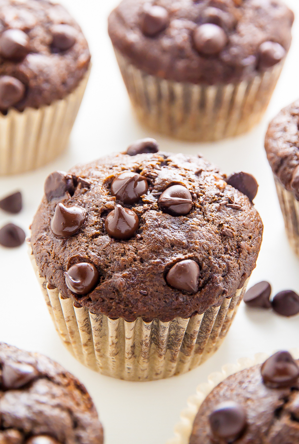 Healthy Double Chocolate Banana Muffins - Baker by Nature