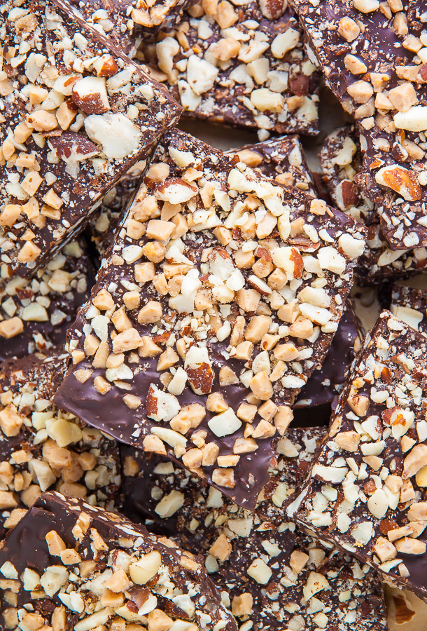 Roasted Almond Toffee Bark made with 3 simple ingredients!