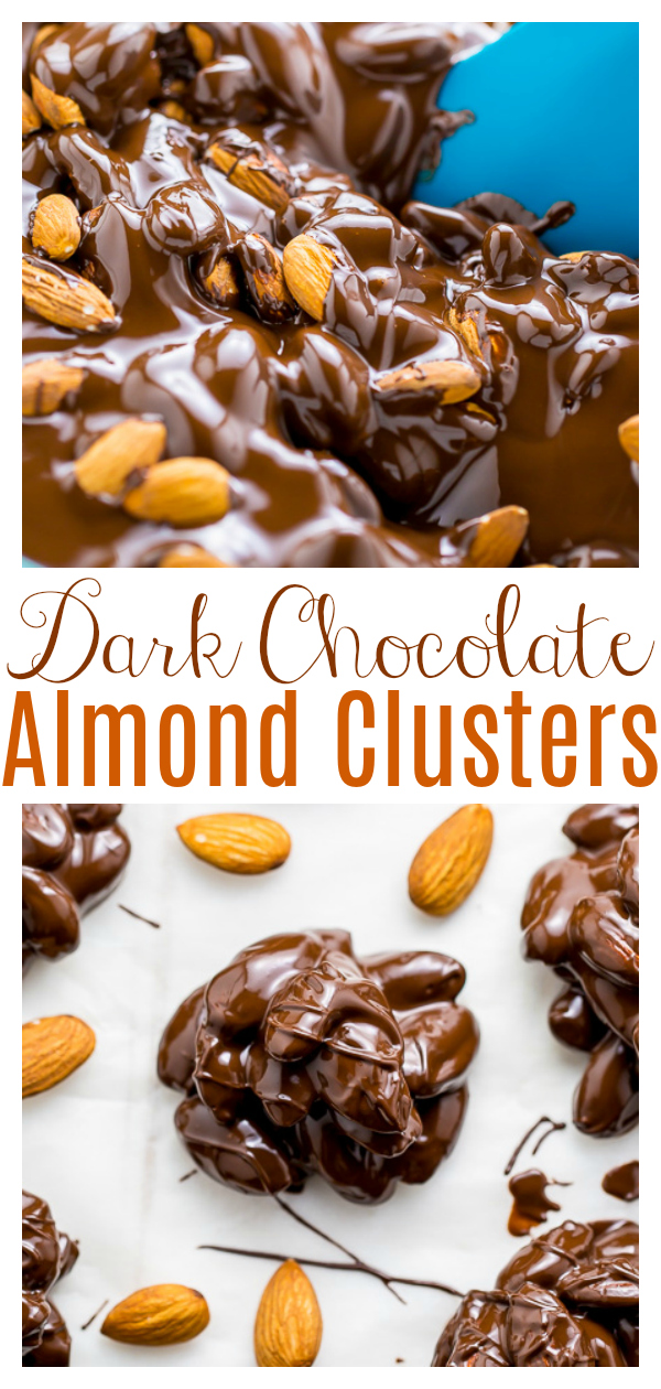 These simple 2-Ingredient Chocolate Almond Clusters are easy, adaptable, and make great gifts! Creamy, crunchy, and perfect sweet! If you have almonds and dark chocolate, you can make these!