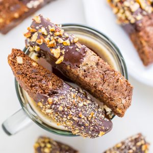 My homemade Chocolate Pecan Biscotti is crunchy, flavorful, and perfect with a cup of coffee!