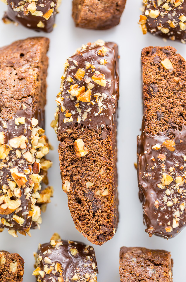 My homemade Chocolate Pecan Biscotti is crunchy, flavorful, and perfect with a cup of coffee!