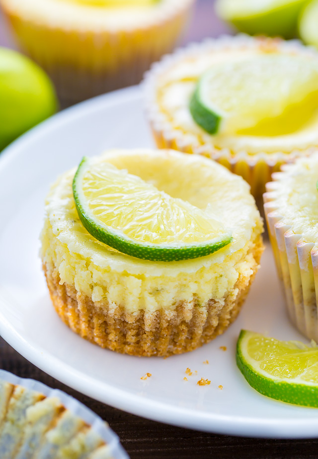 What could be better than cute and creamy Mini Key Lime Cheesecakes?!?