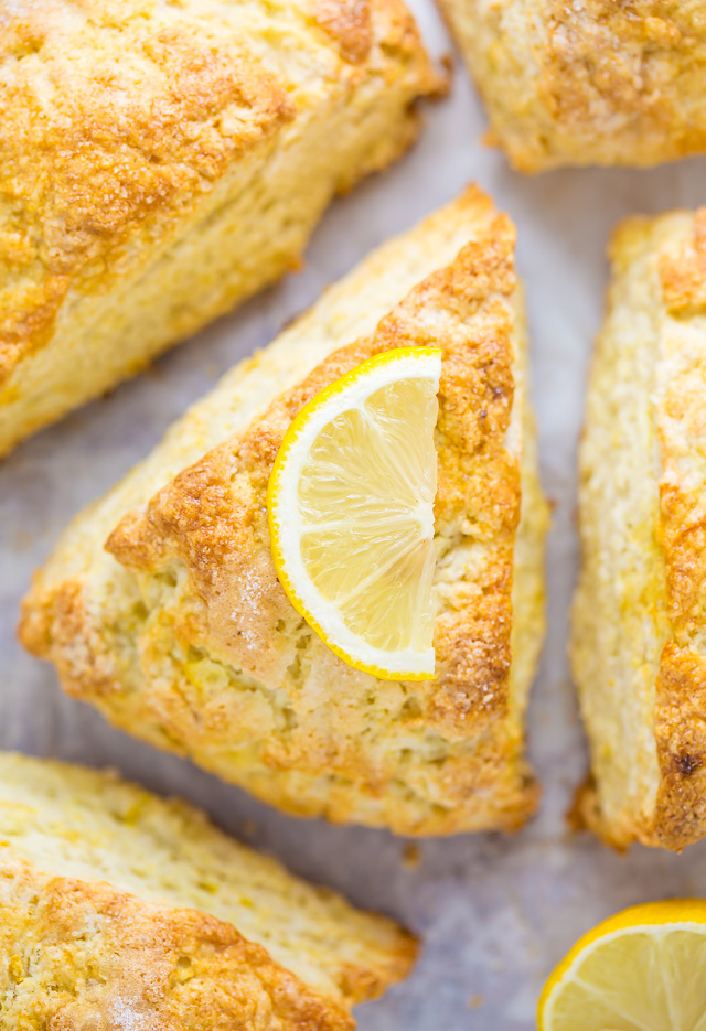 Crunchy and tender Lemon Ricotta Scones! Even my scone hating hubby loved these!