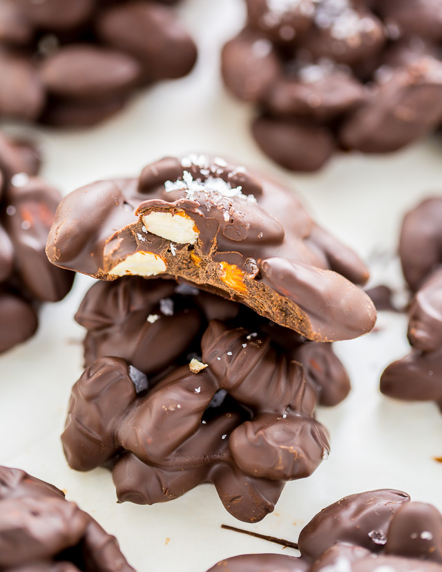 These simple 2-Ingredient Chocolate Almond Clusters are easy, adaptable, and make great gifts!