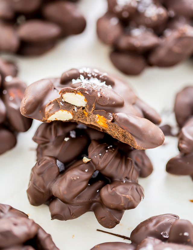 Sea Salt Dark Chocolate Almond Clusters - Sally's Baking Addiction