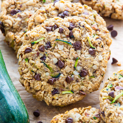 Sweet and chewy Zucchini Bread Breakfast Cookies. Who knew vegetables could be SO delicious?!