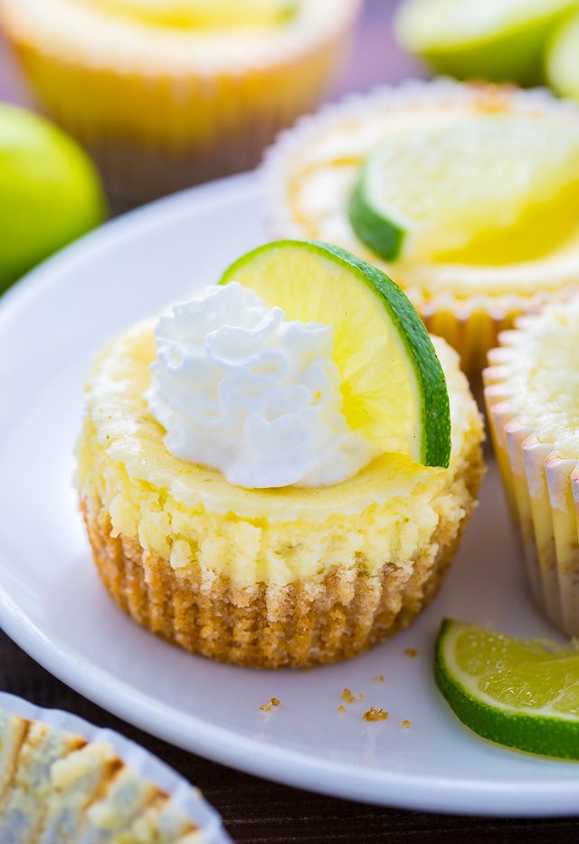 What could be better than cute and creamy Mini Key Lime Cheesecakes?!?