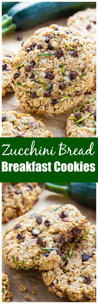Sweet and chewy Zucchini Bread Breakfast Cookies. Who knew vegetables could be SO delicious?!
