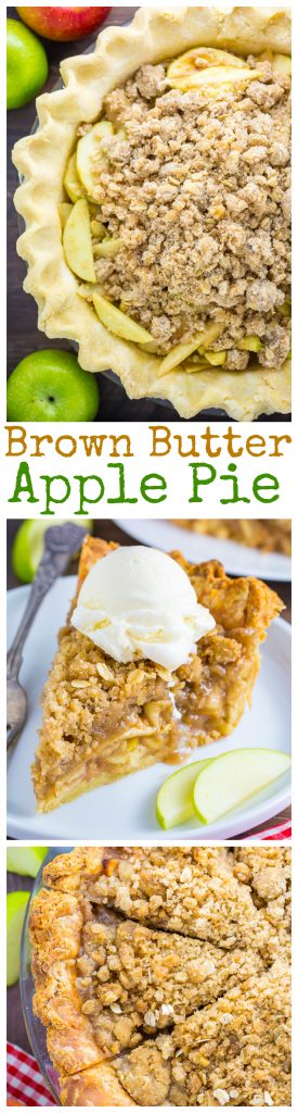 Incredibly delicious Brown Butter Oatmeal Crumb Apple Pie! Everyone will beg you for this recipe.