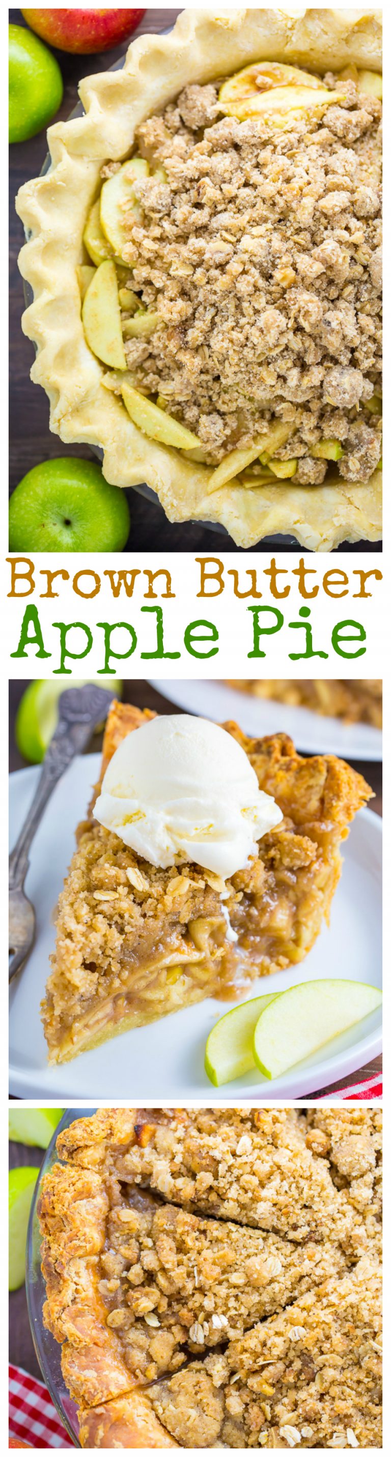 Brown Butter Oatmeal Crumb Apple Pie - Baker by Nature