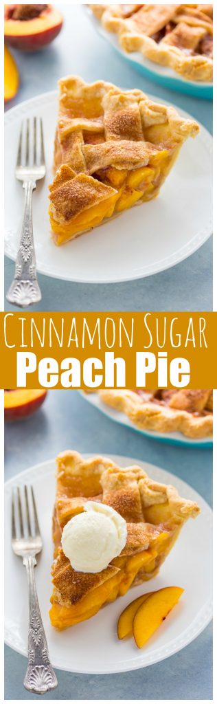 Cinnamon Peach Pie with Ice Cream on top.