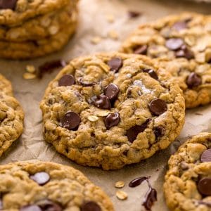 Thick and Chewy Oatmeal Chocolate Chip Cookies!