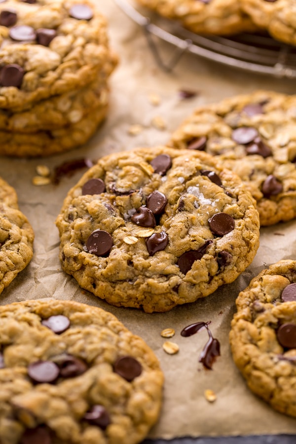 Chewy Oatmeal Chocolate Chip Cookies - Baker by Nature