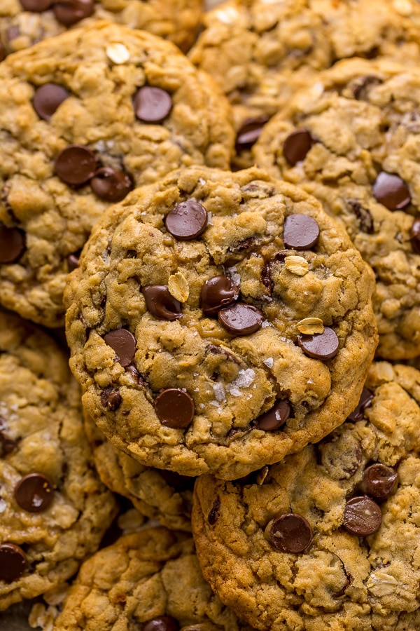 Thick and Chewy Oatmeal Chocolate Chip Cookies!