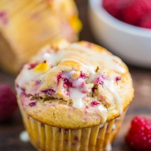 Sweet and fruity Raspberry Peach Muffins! My favorite Summer breakfast!