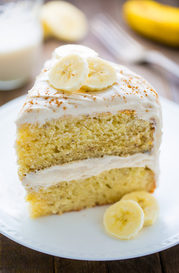 Supremely moist Banana Cake with Cinnamon Cream Cheese Frosting! YUM.