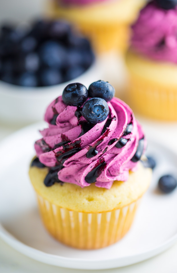 These Lemon Cupcakes with Fresh Blueberry Buttercream are a MUST bake this Summer!