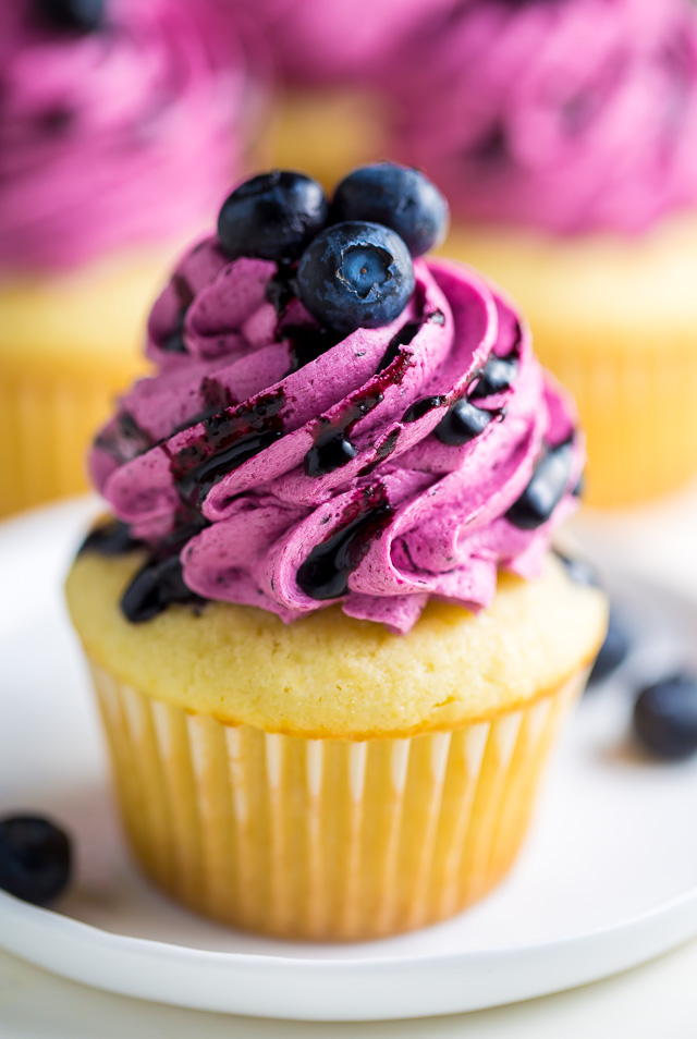 These Lemon Cupcakes with Fresh Blueberry Buttercream are a MUST bake this Summer!