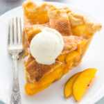 Cinnamon Sugar Peach Pie! This recipe is the BEST we've ever tried. Tons of tips in tricks make it easy to bake!