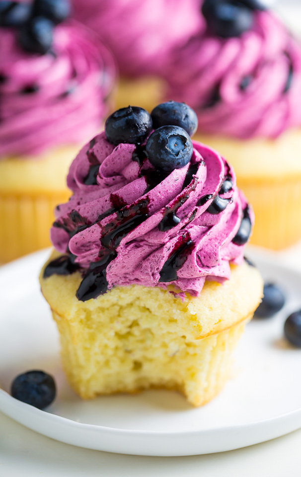 These Lemon Cupcakes with Fresh Blueberry Buttercream are a MUST bake this Summer!