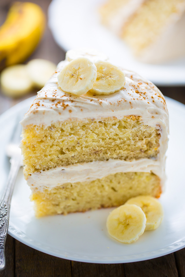 Supremely moist Banana Cake with Cinnamon Cream Cheese Frosting! YUM.