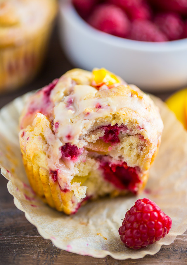 Sweet and fruity Raspberry Peach Muffins! My favorite Summer breakfast!