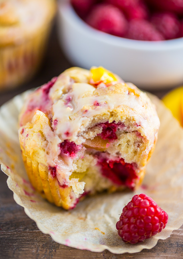 Raspberry Peach Muffins - Baker by Nature