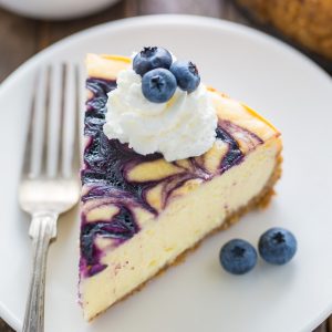 Rich and creamy White Chocolate Blueberry Cheesecake!