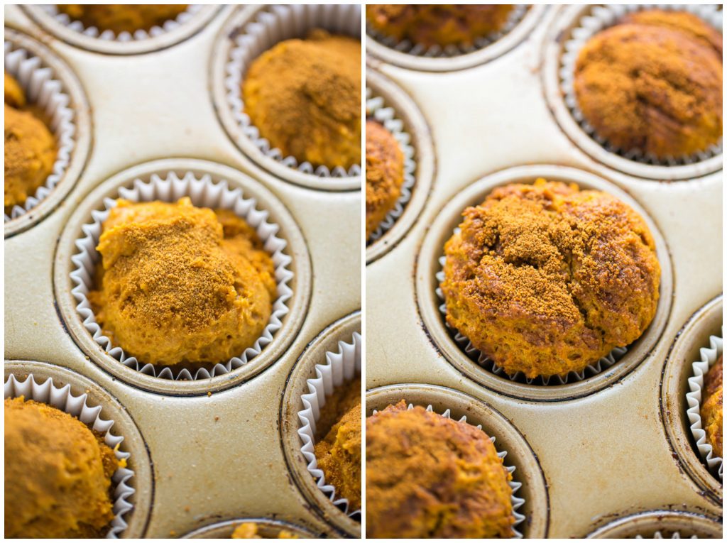 Sweet and simple Glazed Pumpkin Donut Muffins! Made with healthier ingredients so you can enjoy them guilt free. #vegan 