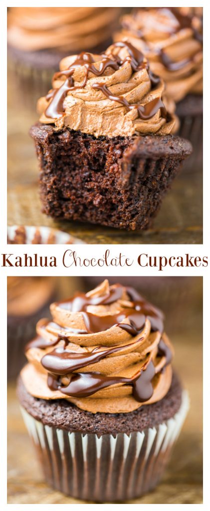 Coffee lovers will go CRAZY over these Kahlua Chocolate Cupcakes! Rich, decadent, and a little boozy. If you love Kahlua and Chocolate, you have to try these Kahlua Cupcakes!