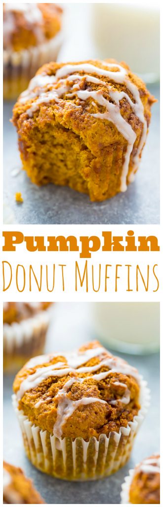 Sweet and simple Glazed Pumpkin Donut Muffins! Made with healthier ingredients so you can enjoy them guilt free. #vegan 