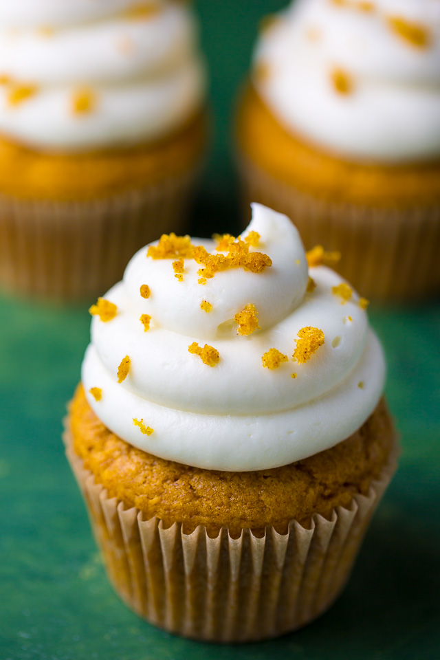 Fluffy and flavorful Pumpkin Cupcakes with Cream Cheese Frosting!