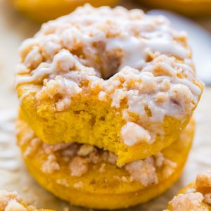 Pumpkin Coffee Cake Donuts are the ultimate breakfast treat! Baked, not fried, and ready in less than 30 minutes.