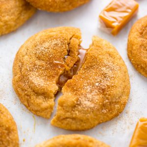 Soft batch Salted Caramel Stuffed Snickerdoodles!