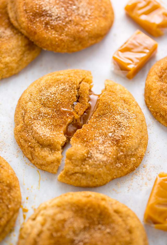 Soft batch Salted Caramel Stuffed Snickerdoodles!