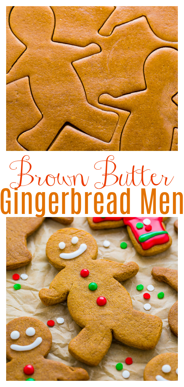 Adorably delicious Brown Butter Gingerbread Men are a MUST bake this holiday season! The brown butter enhances the flavor and makes these cookies taste extra special! Perfect for Christmas cookie trays!