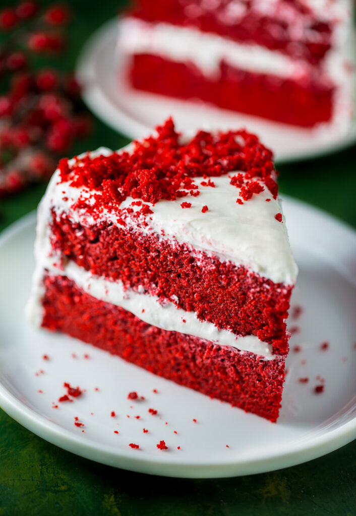 Moist and fluffy Red Velvet Cake with Cream Cheese Frosting!