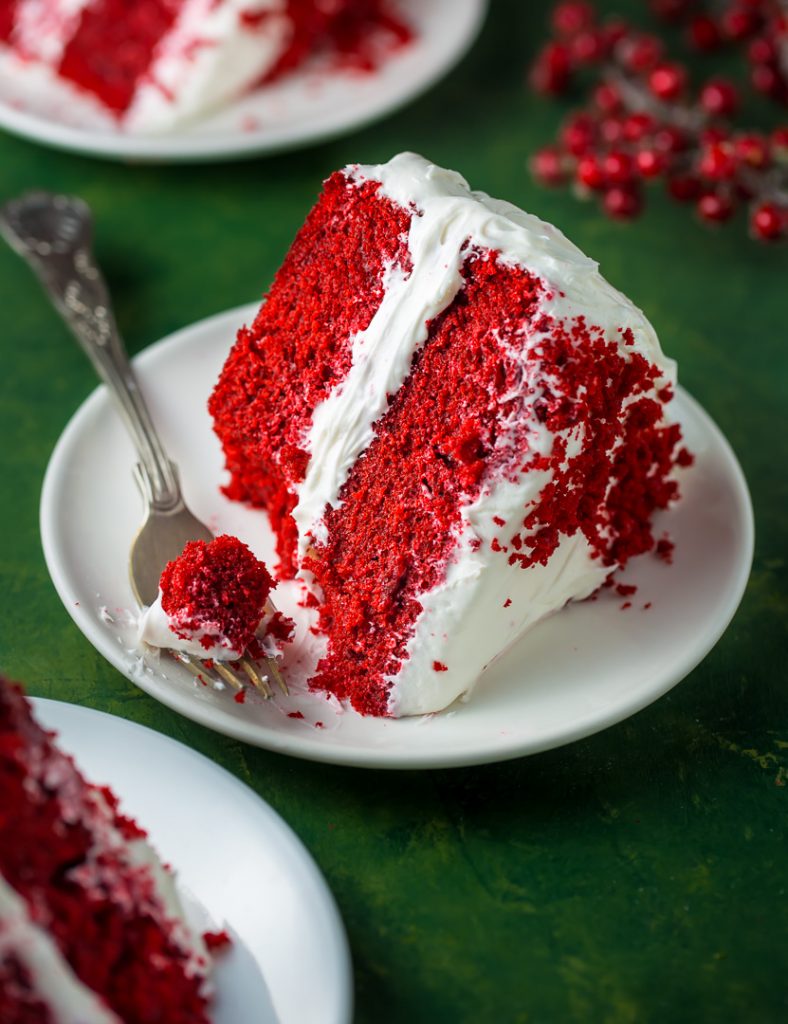 Moist and fluffy Red Velvet Cake with Cream Cheese Frosting!