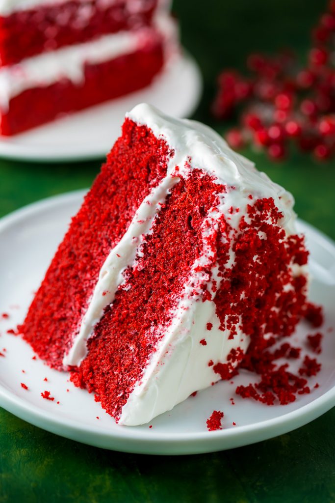 Moist and fluffy Red Velvet Cake with Cream Cheese Frosting!
