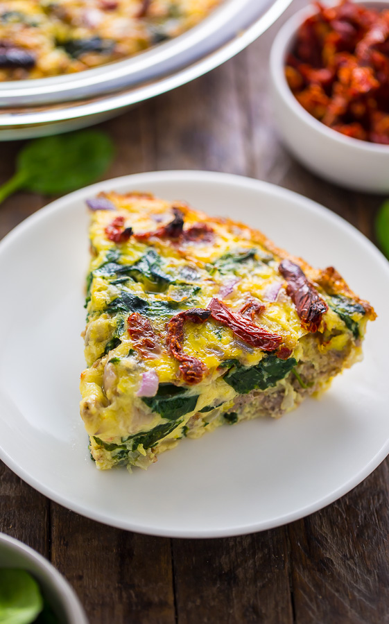 Crustless Quiche with Spinach, Sausage, and Sun-Dried Tomatoes - Baker ...