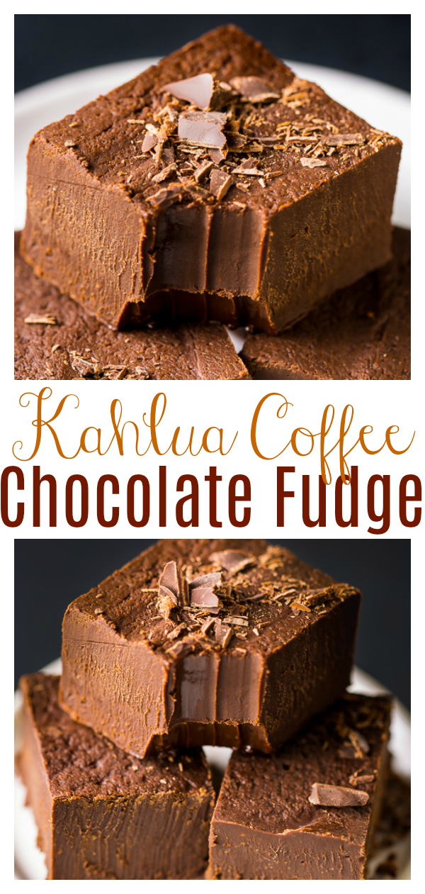 Super EASY Creamy Kahlua Chocolate Fudge! This creamy and decadent homemade candy makes a great holiday gift! If you love chocolate fudge and Kahlua, you'll love this recipe!