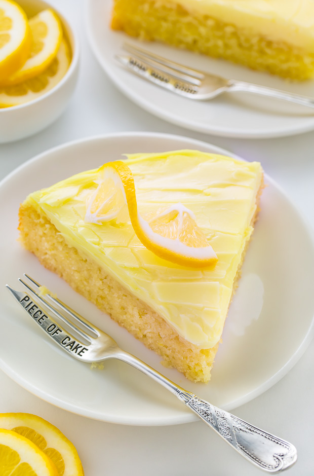 Moist and supremely flavorful Lemon Cake with Lemon Cream Cheese Frosting! SO GOOD. 
