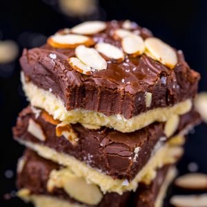 Insanely EASY and decadent Almond Fudge Shortbread Bars!