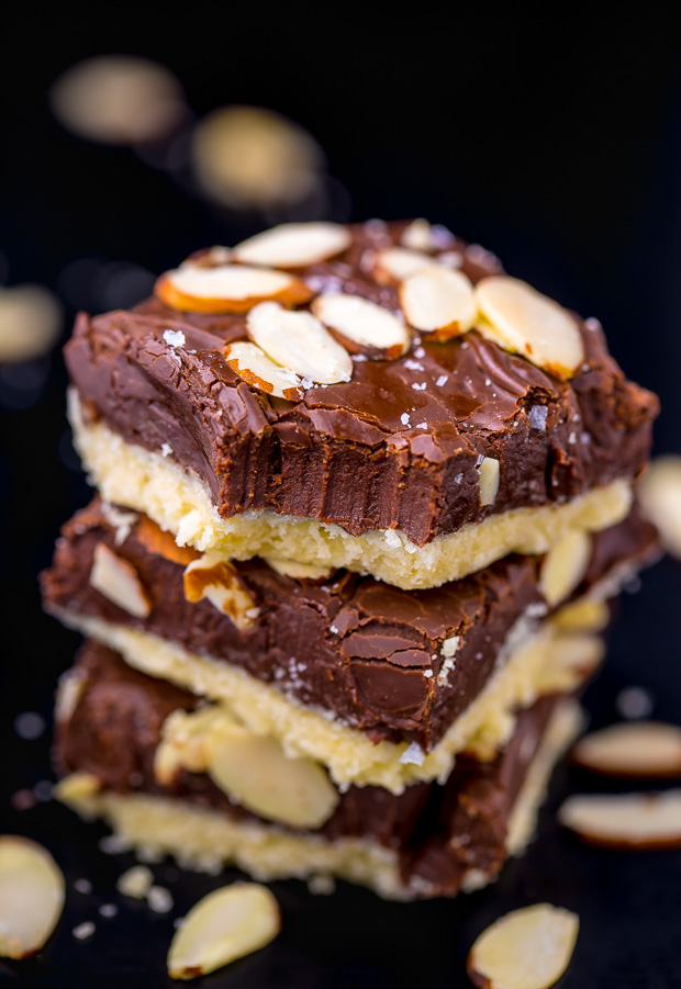 Insanely EASY and decadent Almond Fudge Shortbread Bars!