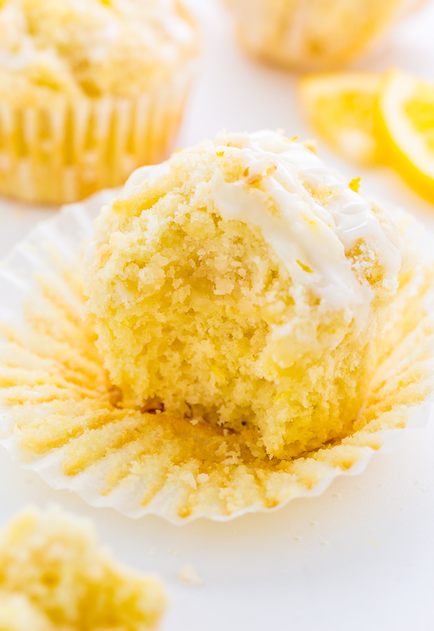 Supremely moist Lemon Crumb Muffins topped with sticky Lemon Glaze!