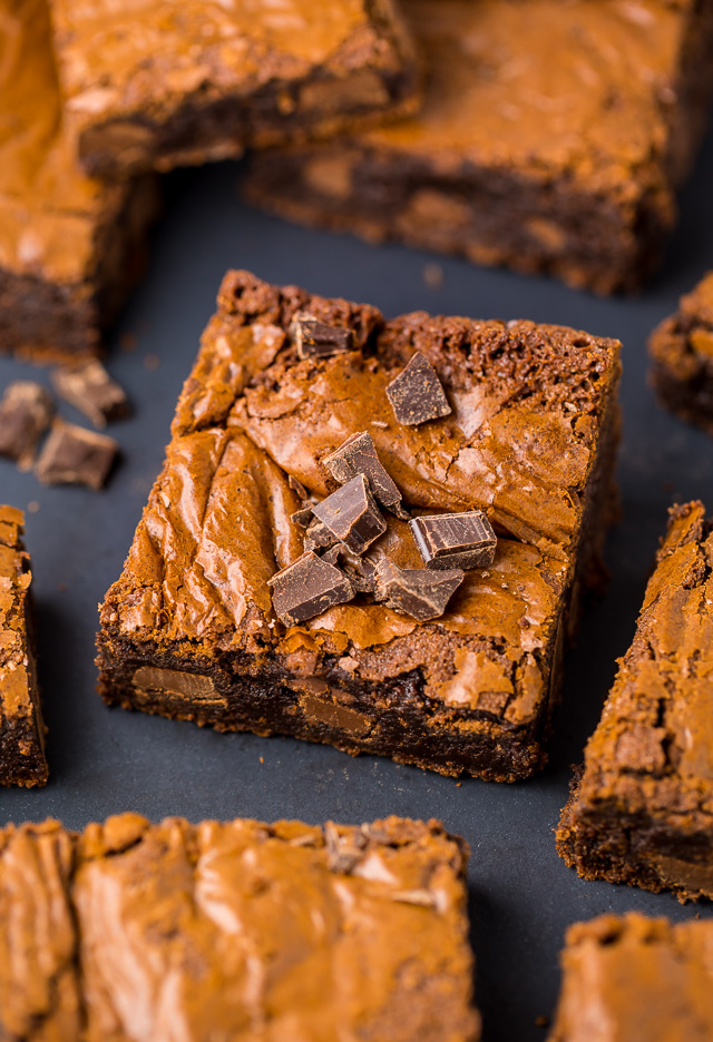 Thick and FUDGY Espresso Chocolate Chunk Brownies! Bake these now ;)