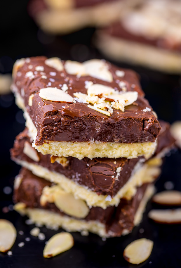 Insanely EASY and decadent Almond Fudge Shortbread Bars!