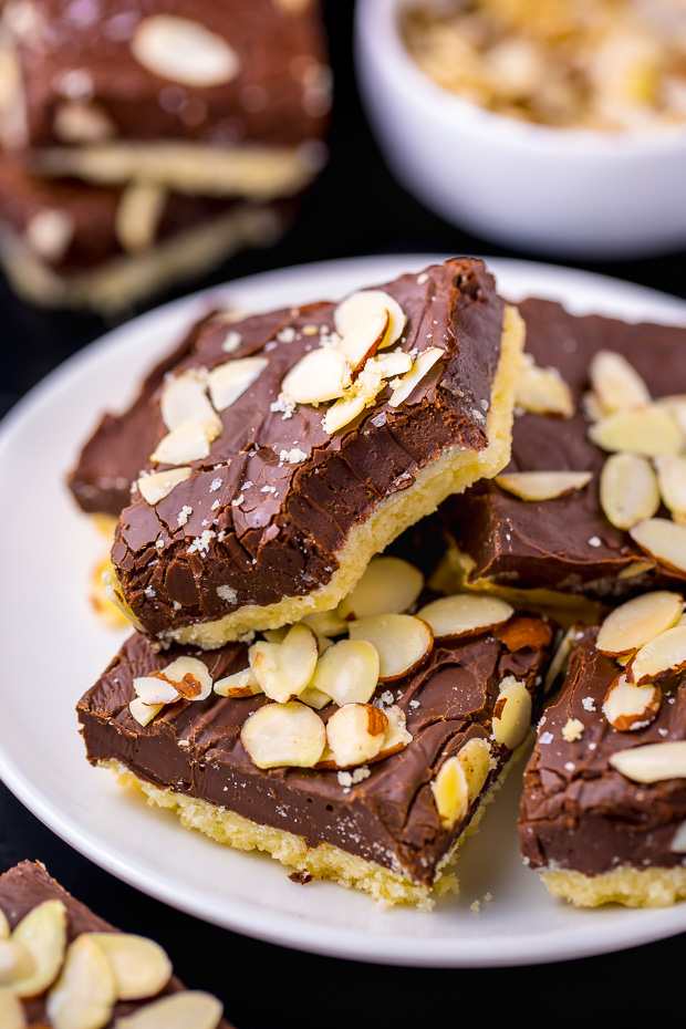 Insanely EASY and decadent Almond Fudge Shortbread Bars!