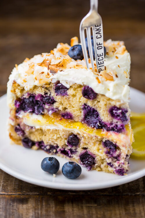 This luscious Lemon Coconut Blueberry Cake is bursting with flavor and beauty!